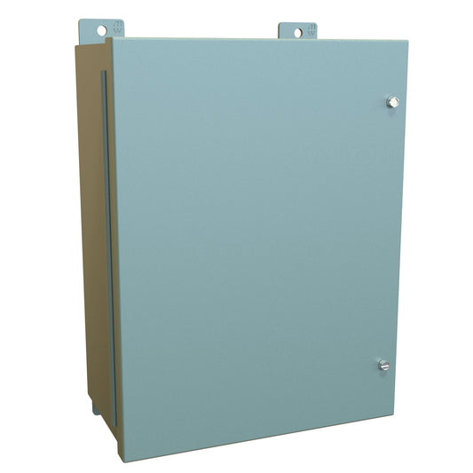 Hammond 1418JB7 N12 Wallmount Enclosure, Continuous Hinge Door with Screws, with Panel - 16" x 12" x 7" - Steel/Gray