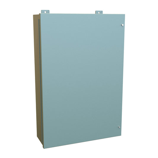 Hammond 1418JF7 N12 Wallmount Enclosure, Continuous Hinge Door with Screws, with Panel - 30" x 20" x 7" - Steel/Gray