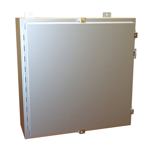 Hammond 1418N4ALJ8 N4 Wallmount Enclosure, Continuous Hinge Door with Clamps, with Panel - 24" x 24" x 8" - Aluminum