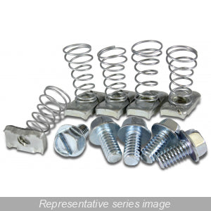 Hammond 1421S 1421SN Rail Mounting Hardware, 1/4-20 Strut Spring Nuts and 1/4-20 x 1/2" Bolts, 4 bolts and 4 spring nuts.