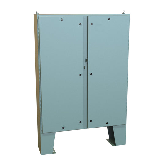 Hammond 1422N4B10FQT N4 Quarter Turn Double Door Floormount Enclosure w/Panel - 60" x 48" x 10" - Steel/Gray