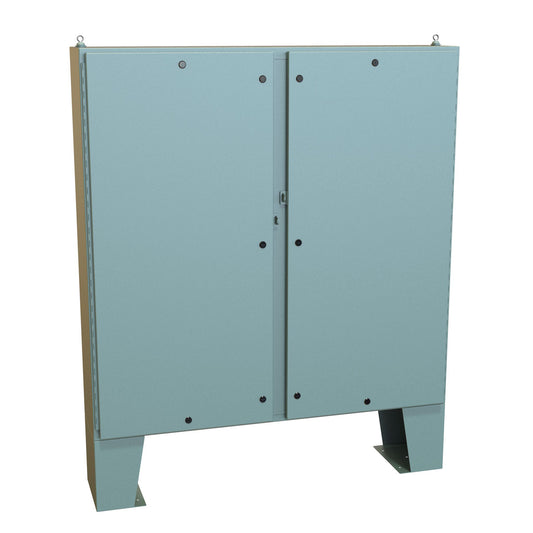 Hammond 1422N4D12FQT N4 Quarter Turn Double Door Floormount Enclosure w/Panel - 60" x 60" x 12" - Steel/Gray