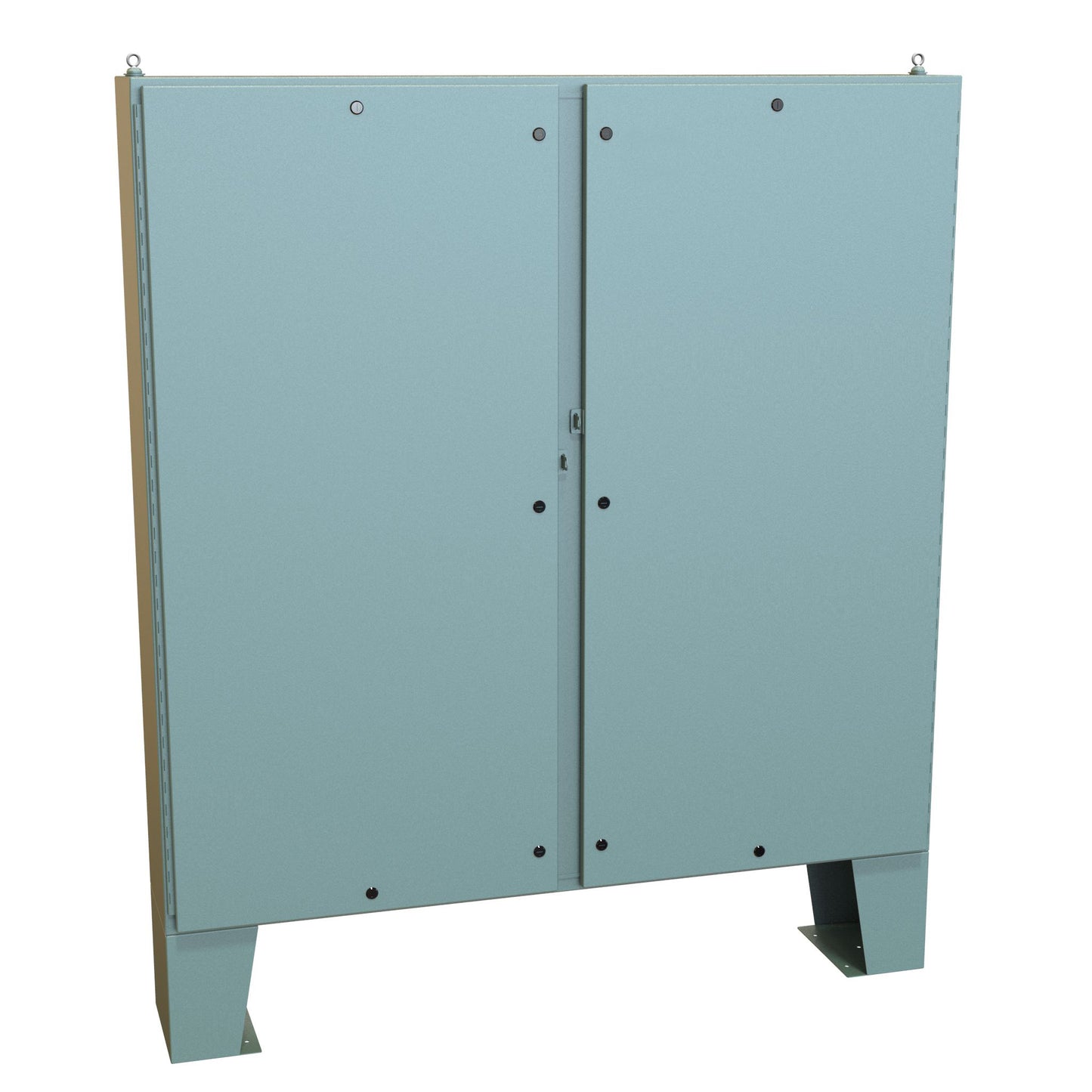 Hammond 1422N4F12FQT N4 Quarter Turn Double Door Floormount Enclosure w/Panel - 72" x 72" x 12" - Steel/Gray