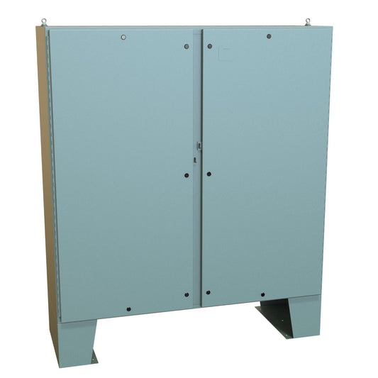 Hammond 1422N4F24FQT N4 Quarter Turn Double Door Floormount Enclosure w/Panel - 72" x 72" x 24" - Steel/Gray