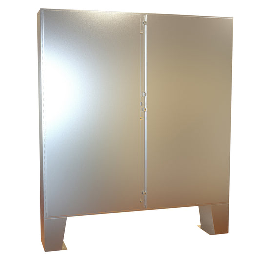 Hammond 1422N4S16F12F N4X Double Door Floormount Enclosure w/Panel - 72" x 72" x 12" - 316 Stainless Steel