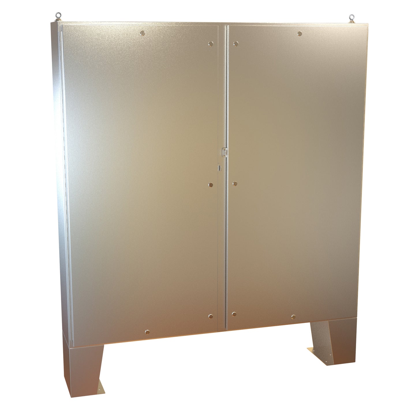 Hammond 1422N4S16F12FQT N4X Quarter Turn Double Door Floormount Enclosure w/Panel - 72" x 72" x 12" - 316 Stainless Steel