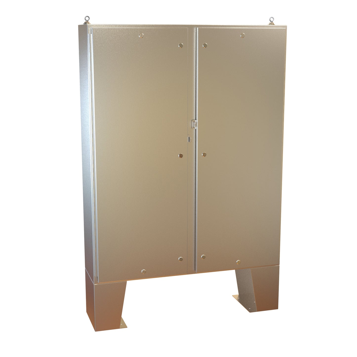 Hammond 1422N4SSB12FQT N4X Quarter Turn Double Door Floormount Enclosure w/Panel - 60" x 48" x 12" - 304 Stainless Steel