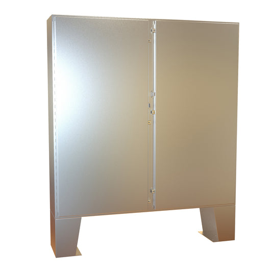 Hammond 1422N4SSD12F N4X Double Door Floormount Enclosure w/Panel - 60" x 60" x 12" - 304 Stainless Steel