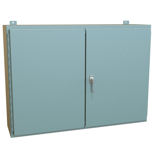 Hammond 1422R10 N12 Double Door Wallmount Enclosure w/Panel - 30" x 42" x 10" - Steel/Gray