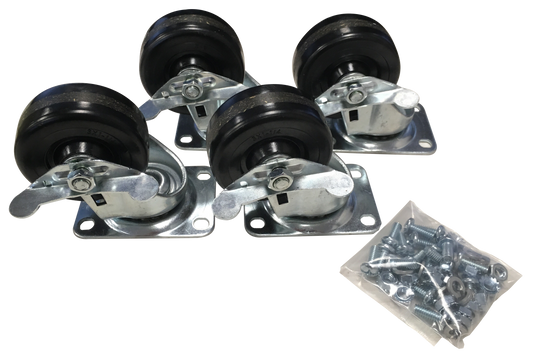 Hammond 1425BHLOCK Rack and Cabinet Caster Set, Heavy Duty Hard Composition Wheels, 3.00" Diameter, 1,050 lbs Capacity, Set of 4, 4 Brakes.