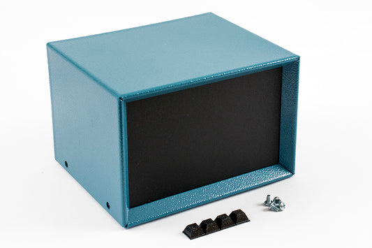 Hammond 1426K-B 1426 Series Metal Instrument Enclosure, Vented Rear Panel and Bottom, Satin Blue Steel Case with Aluminum Front/Rear Panels, 6.00" x 5.00" x 4.00".