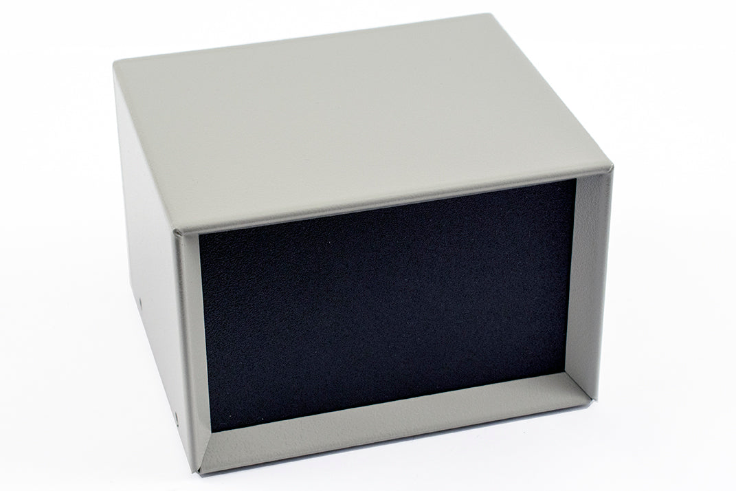 Hammond 1426K Metal Instrument Enclosure, Beige with Vented Bottom, Black Front Panel, 6" x 5" x 4"