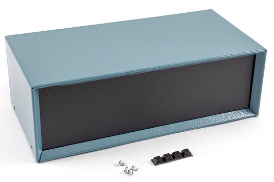 Hammond 1426S-B 1426 Series Metal Instrument Enclosure, Vented Rear Panel and Bottom, Satin Blue Steel Case with Aluminum Front/Rear Panels, 12.00" x 6.00" x 4.00".