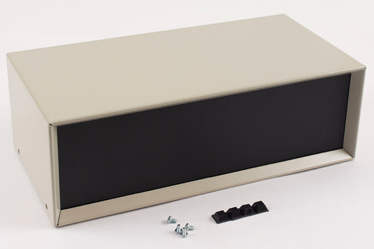 Hammond 1426S Metal Instrument Enclosure, Beige with Vented Bottom, Black Front Panel, 12" x 6" x 4"