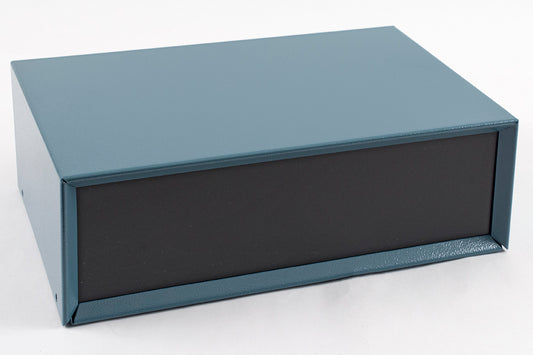 Hammond 1426V-B 1426 Series Metal Instrument Enclosure, Vented Rear Panel and Bottom, Satin Blue Steel Case with Aluminum Front/Rear Panels, 12.00" x 8.00" x 4.00".
