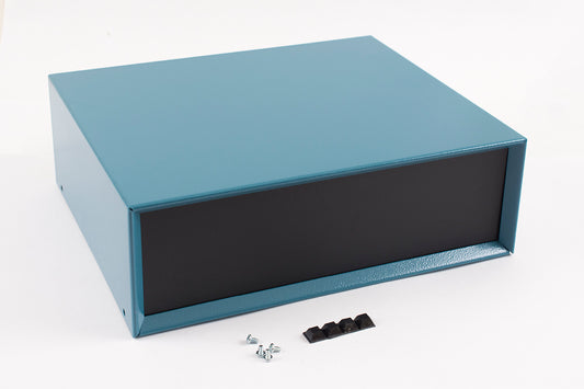 Hammond 1426W-B 1426 Series Metal Instrument Enclosure, Vented Rear Panel and Bottom, Satin Blue Steel Case with Aluminum Front/Rear Panels, 12.00" x 10.00" x 4.00".