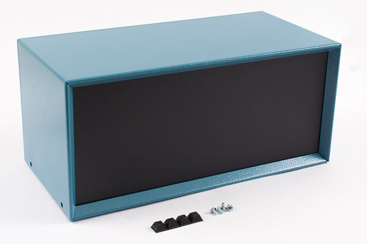 Hammond 1426Y-B 1426 Series Metal Instrument Enclosure, Vented Rear Panel and Bottom, Satin Blue Steel Case with Aluminum Front/Rear Panels, 12.00" x 6.00" x 5.50".