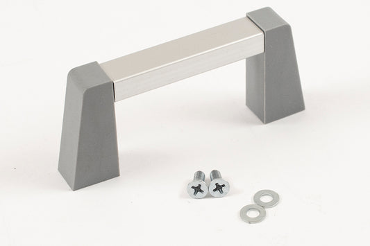 Hammond 1427GGC Metal Handle with Plastic Posts, Gray Posts/Clear Extrusion, Anodized Aluminum Bar, 3.00" Mounting Hole Centers, 1.64" Depth, 0.52" Width, M4-0.7 Thread.
