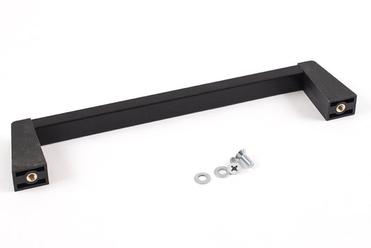 Hammond 1427LBB Metal Handle with Plastic Posts, Black Posts/Black Extrusion, Anodized Aluminum Bar, 7.00" Mounting Hole Centers, 1.64" Depth, 0.52" Width, M4-0.7 Thread.