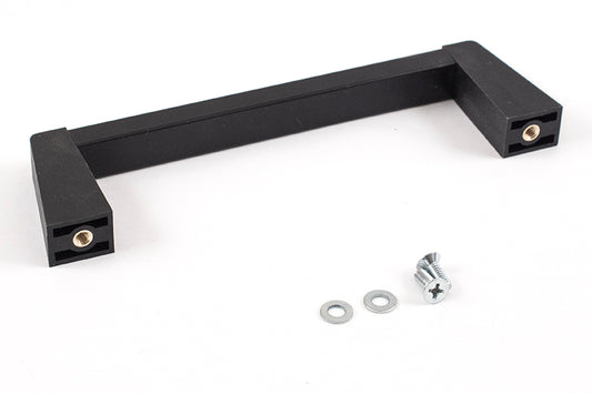 Hammond 1427MBB Metal Handle with Plastic Posts, Black Posts/Black Extrusion, Anodized Aluminum Bar, 5.30" Mounting Hole Centers, 1.64" Depth, 0.52" Width, M4-0.7 Thread.