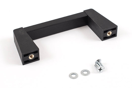 Hammond 1427NBB Metal Handle with Plastic Posts, Black Posts/Black Extrusion, Anodized Aluminum Bar, 3.50" Mounting Hole Centers, 1.64" Depth, 0.52" Width, M4-0.7 Thread.