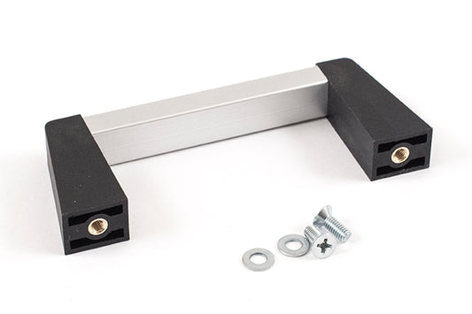 Hammond 1427NBC Metal Handle with Plastic Posts, Black Posts/Clear Extrusion, Anodized Aluminum Bar, 3.50" Mounting Hole Centers, 1.64" Depth, 0.52" Width, M4-0.7 Thread.