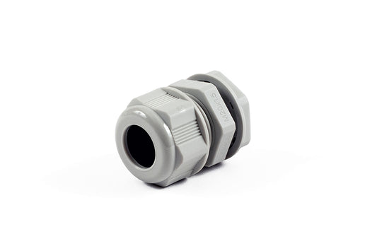Hammond 1427NCGM20LG 1427NCG Liquid-Tight Cordgrip, Gray Nylon, M20x1.5 Thread, Wire Diameter 10 mm-14 mm, 20 mm Mounting Hole, IP68, Standard Length.