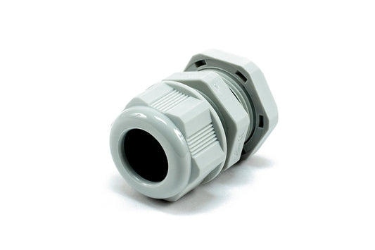 Hammond 1427NCGPG19G 1427NCG Liquid-Tight Cordgrip, Gray Nylon, PG19 Thread, Wire Diameter 12 mm-15 mm, 24 mm Mounting Hole, IP68, Standard Length.