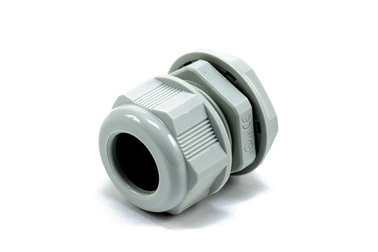 Hammond 1427NCGPG21G 1427NCG Liquid-Tight Cordgrip, Gray Nylon, PG21 Thread, Wire Diameter 13 mm-18 mm, 29 mm Mounting Hole, IP68, Standard Length.