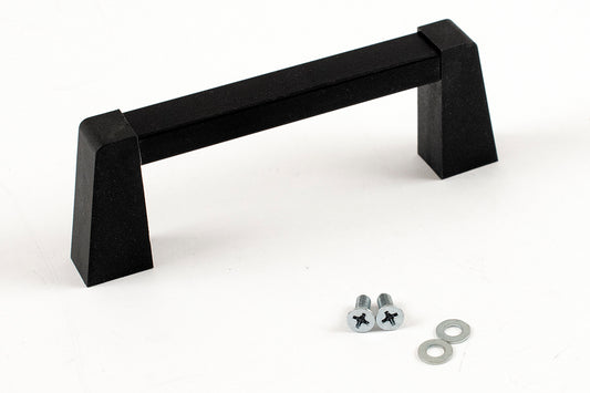Hammond 1427SBB Metal Handle with Plastic Posts, Black Posts/Black Extrusion, Anodized Aluminum Bar, 4.00" Mounting Hole Centers, 1.64" Depth, 0.52" Width, M4-0.7 Thread.