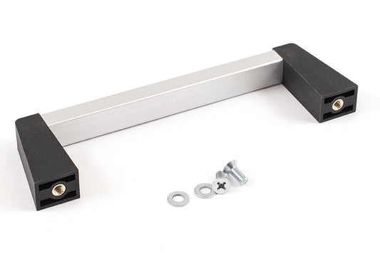 Hammond 1427TBC 1427 Series Metal Handle with Plastic Posts, Black Posts/Clear Extrusion, 5.00" Mounting Centers, 1.64" Depth, 0.52" Width, M4-0.7 Thread.