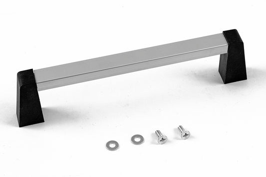 Hammond 1427WBC 1427 Series Metal Handle with Plastic Posts, Black Posts/Clear Extrusion, 6.00" Mounting Centers, 1.64" Depth, 0.52" Width, M4-0.7 Thread.