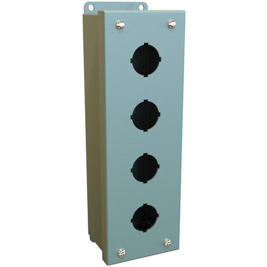 Hammond 1435D Pushbutton Enclosure - 4 PB x 30.5mm - Steel/Gray (10.25" x 3.25" x 2.75")