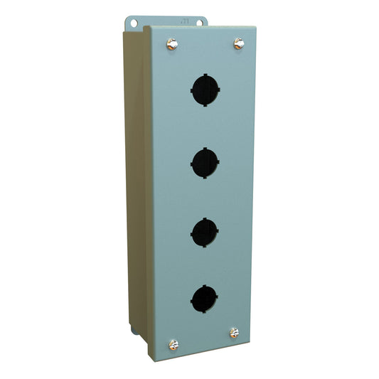 Hammond 1435MD Pushbutton Enclosure - 4 PB x 22.5mm - Steel/Gray (10.25" x 3.25" x 2.75")