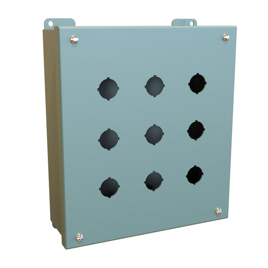 Hammond 1435MK Pushbutton Enclosure - 9 PB x 22.5mm - Steel/Gray (9.5" x 8.5" x 3.0")