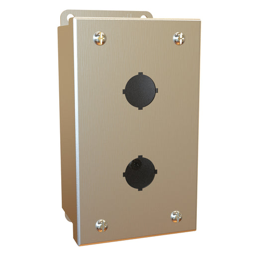 Hammond 1435MS16B Pushbutton Enclosure - 2 PB x 22.5mm - 316 Stainless Steel (5.75" x 3.25" x 2.75")
