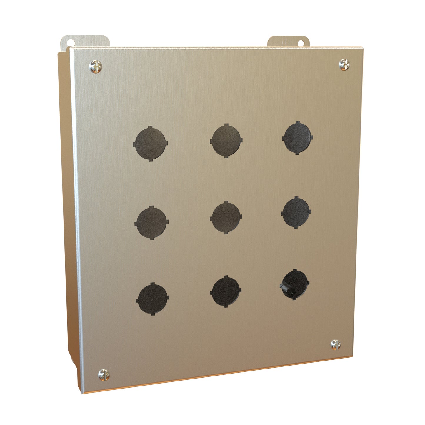Hammond 1435MS16K Pushbutton Enclosure - 9 PB x 22.5mm - 316 Stainless Steel (9.5" x 8.5" x 3.0")