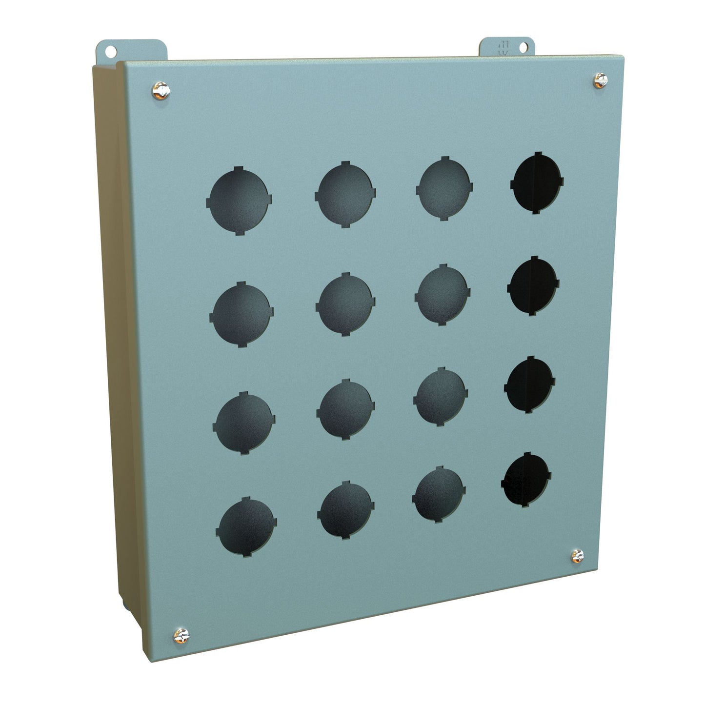 Hammond 1435S Pushbutton Enclosure - 16 PB x 30.5mm - Steel/Gray (11.75" x 10.75" x 3.0")