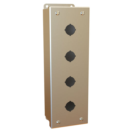 Hammond 1435SSD Pushbutton Enclosure - 4 PB x 30.5mm - 304 Stainless Steel (10.25" x 3.25" x 2.75")