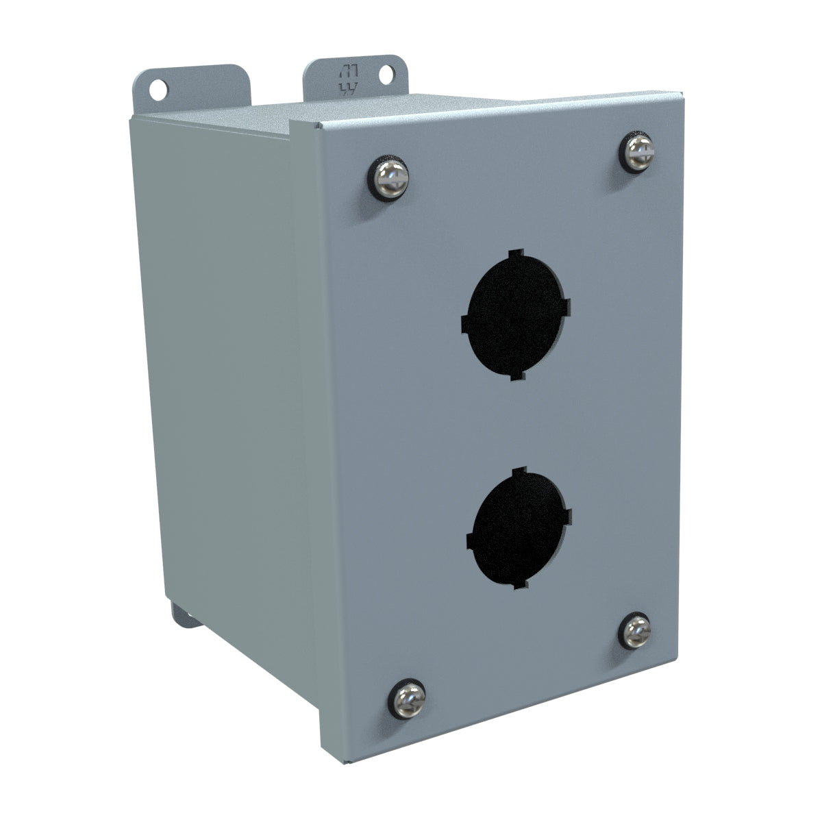 Hammond 1437B Pushbutton Enclosure - Extra Deep - 2 PB x 30.5mm - Steel/Gray