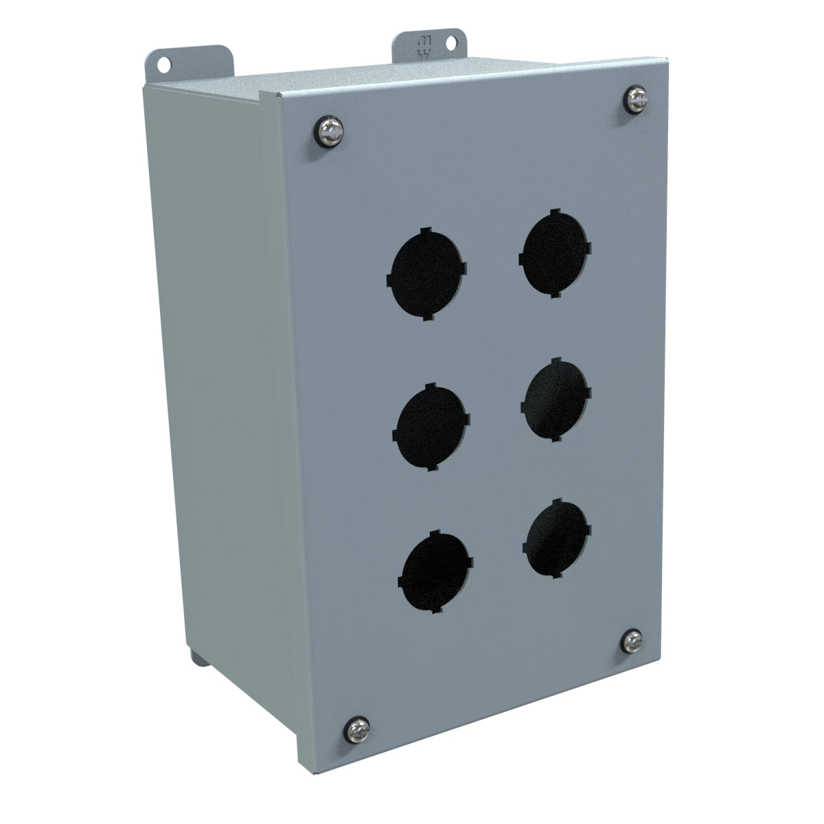 Hammond 1437H Pushbutton Enclosure - Extra Deep - 6 PB x 30.5mm - Steel/Gray
