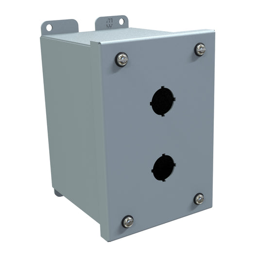 Hammond 1437MB Pushbutton Enclosure - Extra Deep - 2 PB x 22.5mm - Steel/Gray