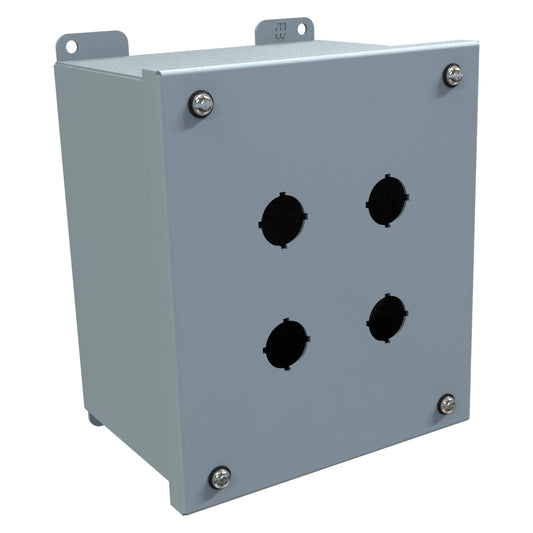 Hammond 1437MF Pushbutton Enclosure - Extra Deep - 4 PB x 22.5mm - Steel/Gray