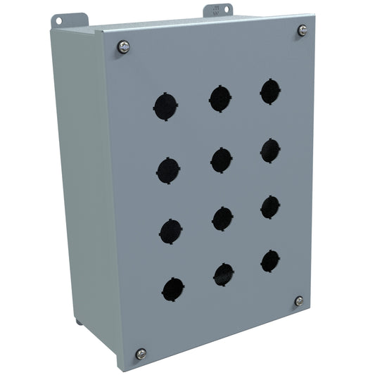 Hammond 1437MO Pushbutton Enclosure - Extra Deep - 12 PB x 22.5mm - Steel/Gray