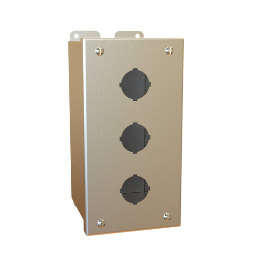 Hammond 1437MSSC Pushbutton Enclosure - Extra Deep - 3 PB x 22.5mm - 304 Stainless Steel