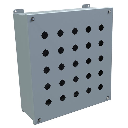 Hammond 1437MX Pushbutton Enclosure - Extra Deep - 25 PB x 22.5mm - Steel/Gray
