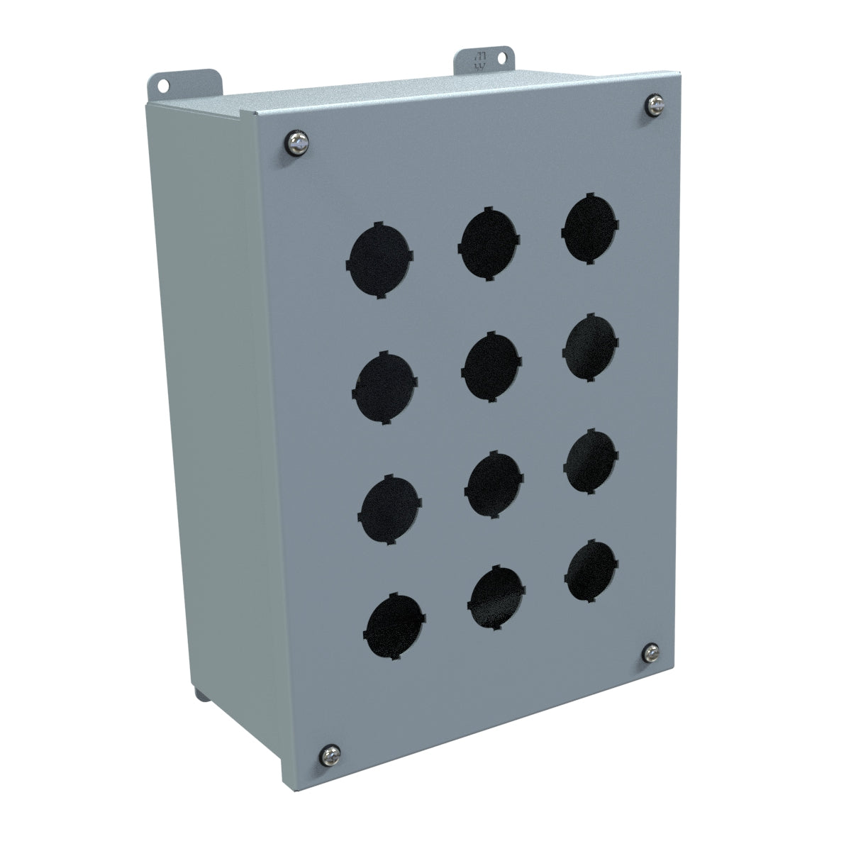 Hammond 1437O Pushbutton Enclosure - Extra Deep - 12 PB x 30.5mm - Steel/Gray