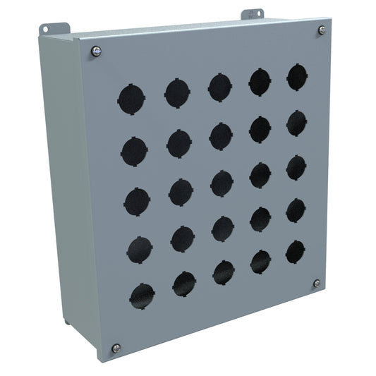 Hammond 1437X Pushbutton Enclosure - Extra Deep - 25 PB x 30.5mm - Steel/Gray