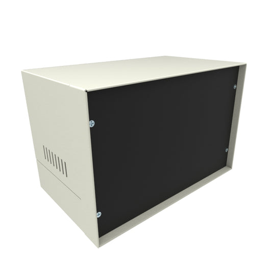Hammond 1452HD7 1452 Series Instrument Enclosure, 20 Gauge Steel Cover with 18 Gauge Base and Frame, 11.50" x 6.90" x 7.50", Beige with Satin Black Aluminum Panel.