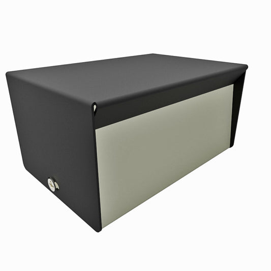 Hammond 1454C 1454 Series Steel Instrument Enclosure, Sloped/Vertical Front Panel, 4.00" x 2.50" x 2.00", Beige Panels with Textured Black Covers.
